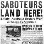 Honolulu Advertiser front page, December 8, 1941, falsely declared "Saboteurs Land Here!"