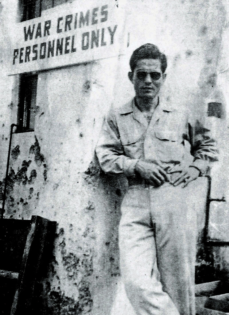 MIS George Shiroma on break at a war trial in the Phillipines, 1946